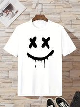 Casual Geometric Crew Neck T-Shirt Smile
